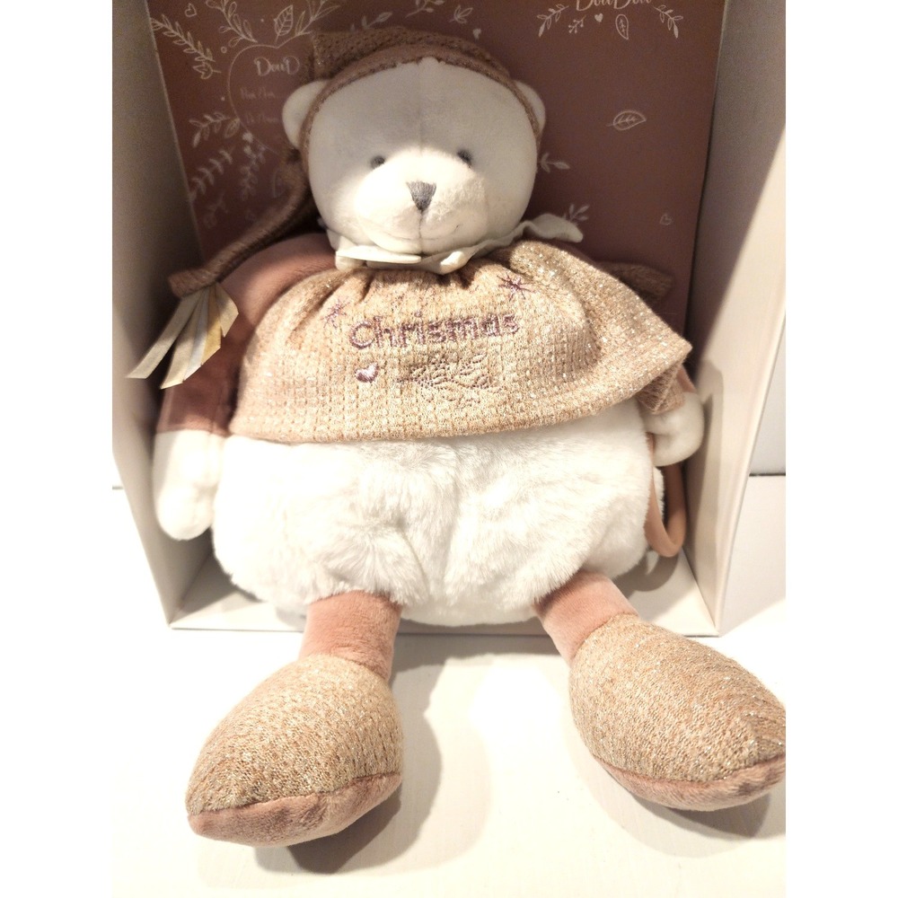 DOUDOU et COMPAGNIE Paris Plush White Christmas Bear   New